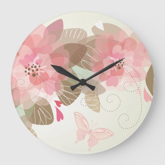 Décor Fleur 15 Horloges Murales & Options Numérale (Recto)