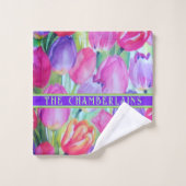 Décor Floral ROSE. Texte (Gant de toilette)