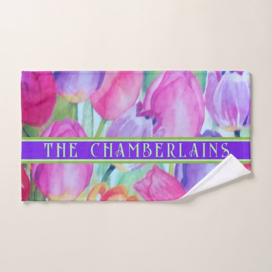 Décor Floral ROSE. Texte (Serviette à main)