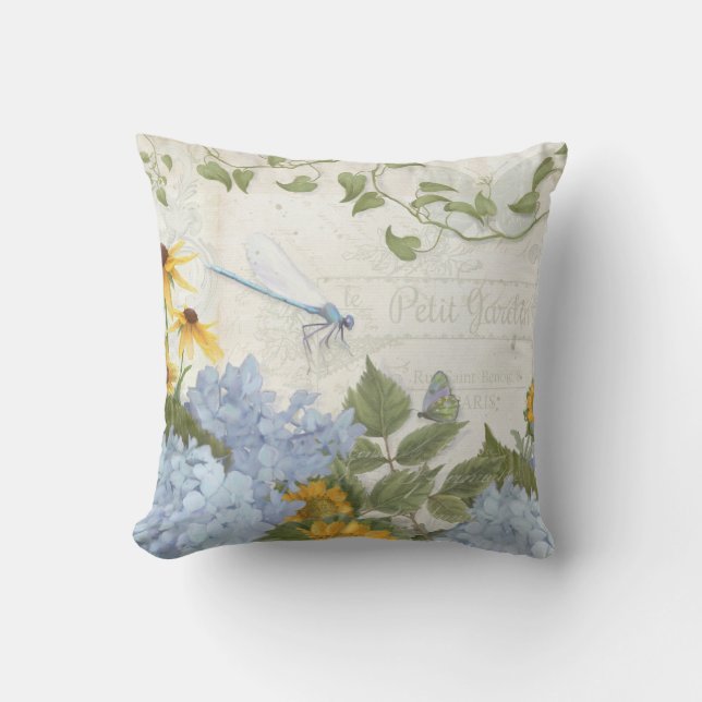 Decor French Farmhouse  Floral Dragonfly Kussen (Voorkant)