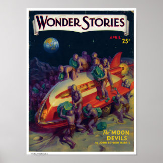 DECOR: ILLUSTRATIE VOOR VINTAGE SCIENCE-FICTIONTIJ POSTER