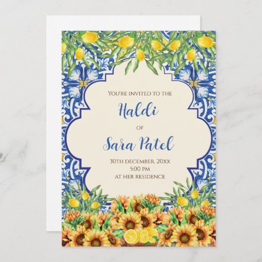 Décor italien & invitations numériques Haldi (Devant / Derrière)