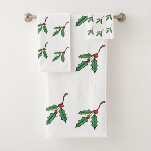Décor Noël Holly Décor Cadeau Serviette de bain (En situation)
