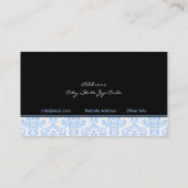 Décor noir bleu blanc damassé carte de visite (Dos)