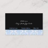 Décor noir bleu blanc damassé cartes de visite (Dos)