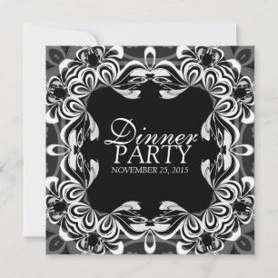 Décor noir et blanc Broderie Invitation de dîner é