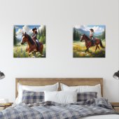 Décor Occidental Cowgirls Riding Horse Print Set (Chambre à coucher)