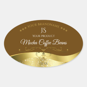 Décor or Wavy Classy Brown foncé Étiquette Monogra