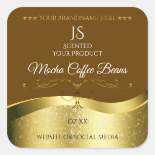 Décor or Wavy Classy Brown foncé Étiquette Monogra