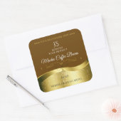 Décor or Wavy Classy Brown foncé Étiquette Monogra (Enveloppe)