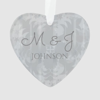 Décor Personnalisé Jour de Mariage Gris Argenté Cœ