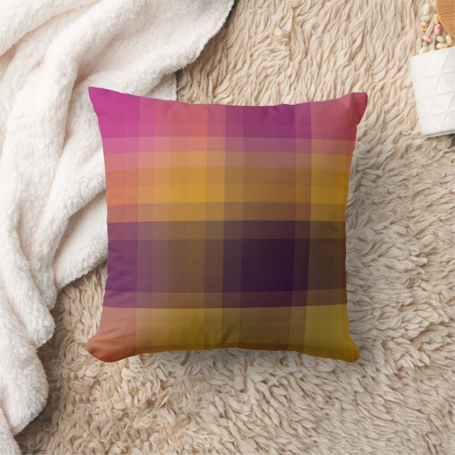 Décor rose Jaune Violet Plaid Lance Oreiller (Couverture)