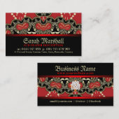 Décor rouge+noir or avec Carte de visite de logo (Devant / Derrière)