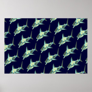 decor shark patroon poster