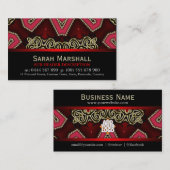 Décor tribal rouge+noir avec Carte de visite de lo (Devant / Derrière)