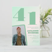 Décor vert 41e anniversaire invitations Boy Photo (Debout devant)