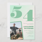 Décor vert 54e anniversaire invitations Boy Photo (Devant)
