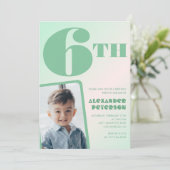Décor vert 6ème anniversaire invitations Boy Photo (Debout devant)