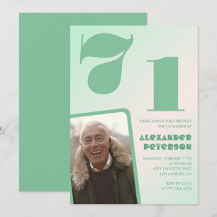 Décor vert 71e anniversaire invitations Boy Photo