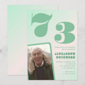 Décor vert 73e anniversaire invitations Boy Photo (Devant / Derrière)