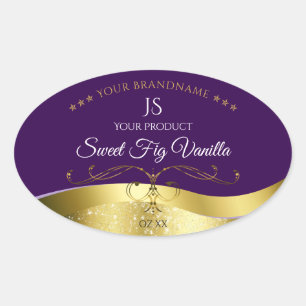 Décor Wavy Classy or foncé violet Étiquette Monogr