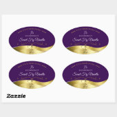 Décor Wavy Classy or foncé violet Étiquette Monogr (Feuille)