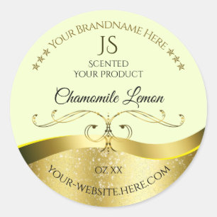 Décor Wavy Gold Deluxe Étiquette Monogramme jaune