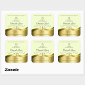 Décor Wavy Gold Deluxe Étiquette Monogramme jaune (Feuille)