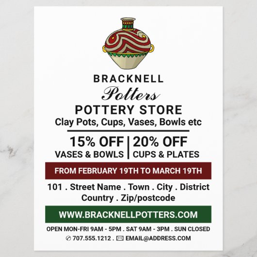 Decorate Jug, Pottery Store, Potters Advert Flyer (Voorkant)