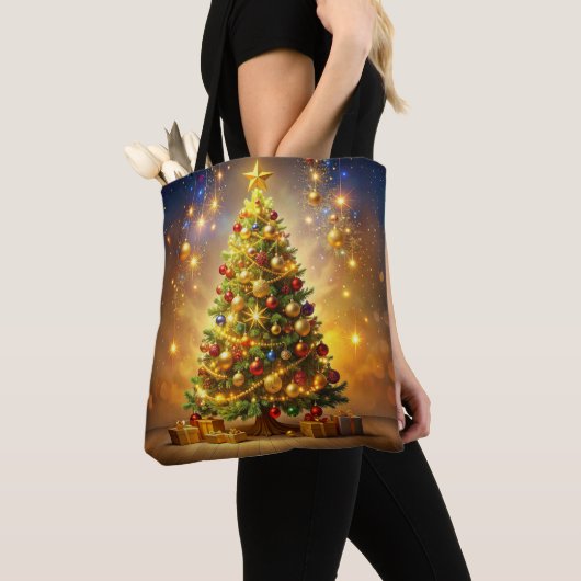 Decorated Christmas Tree Tote Bag (De près)