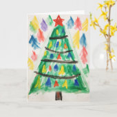 Decorated Crayon Kerstboom Kerst Kaart (Gele Bloem)