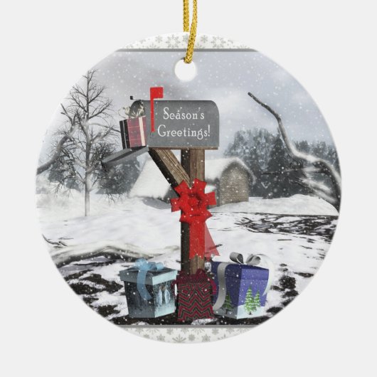 Decorated Mailbox Gifts Winter Scene Ornament (Voorkant)