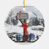 Decorated Mailbox Gifts Winter Scene Ornament (Achterkant)