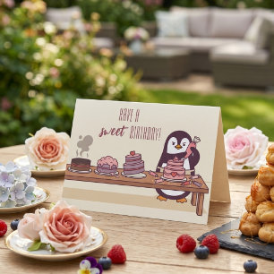 Décorateur de gâteau pingouin   Carte d'anniversai