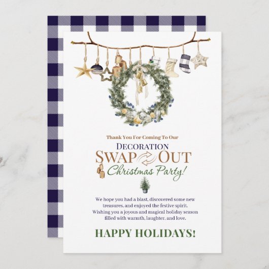 Decoratie Swap Out Dank u en kerst Kaart (Voorkant / Achterkant)