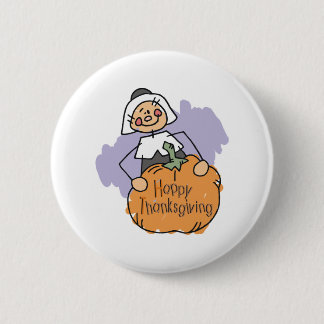 Decoratie Thanksgiving pelgrim Ronde Button 5,7 Cm