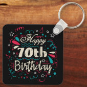 Decoratief 70e verjaardag sleutelhanger (Achterkant)