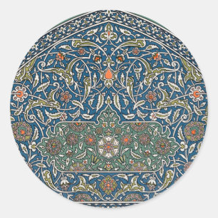 decoratief arabesk bloemenpatroon ronde sticker