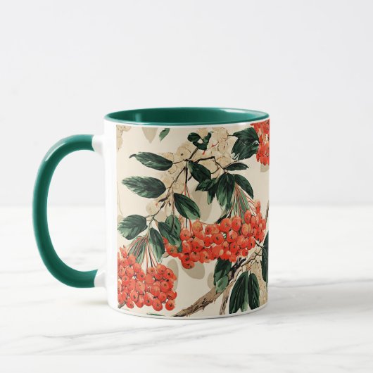 Decoratief Berry Floral Patroon Mok (Links)