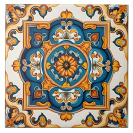 Decoratief Blauw Geel Middellandse Zee Tegeltje