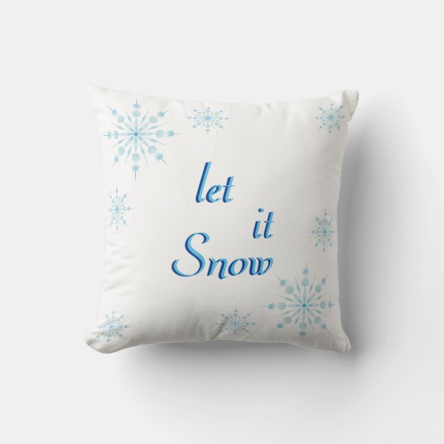 Decoratief blauw Snowflake laat het sneeuwen Kussen (Voorkant)