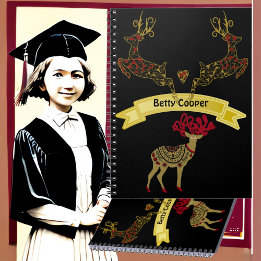 Decoratief Bloemenmotief Stag Herten Familie op sc Notitieboek