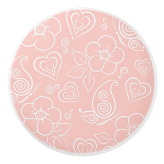 Decoratief bloempatroon keramische knop (Voorkant)