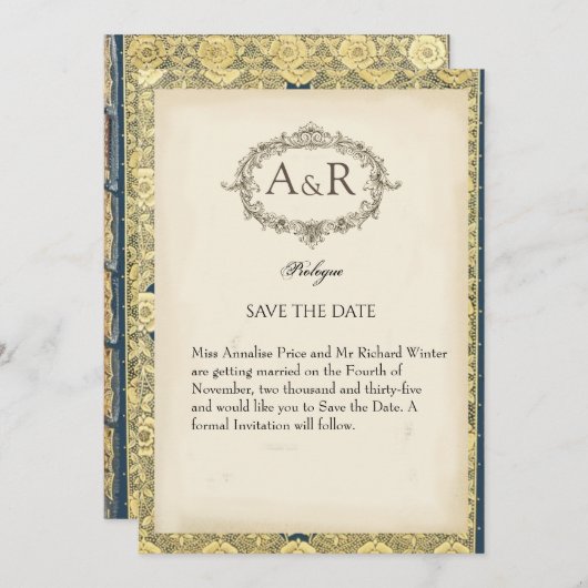 Decoratief  boek met de titel Wedding Save The Date (Voorkant / Achterkant)