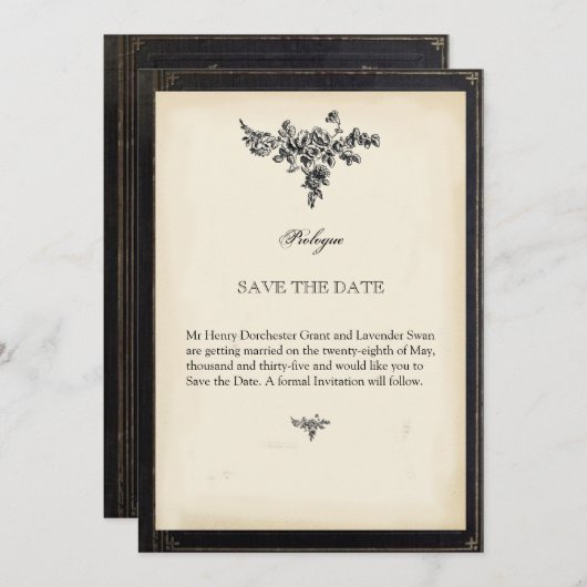 Decoratief  boek save the date (Voorkant / Achterkant)