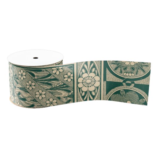 Decoratief botanisch art nouveau patroon grosgrain lint (Spoel)