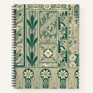 Decoratief botanisch art nouveau patroon notitieboek