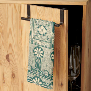 Decoratief botanisch art nouveau patroon theedoek