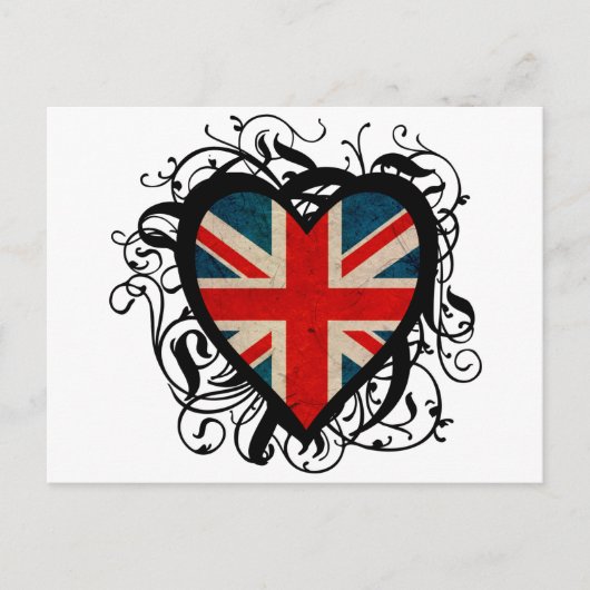 Decoratief Brits hart Briefkaart (Voorkant)