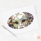 Decoratief carnavalmasker ovale sticker (Envelop)